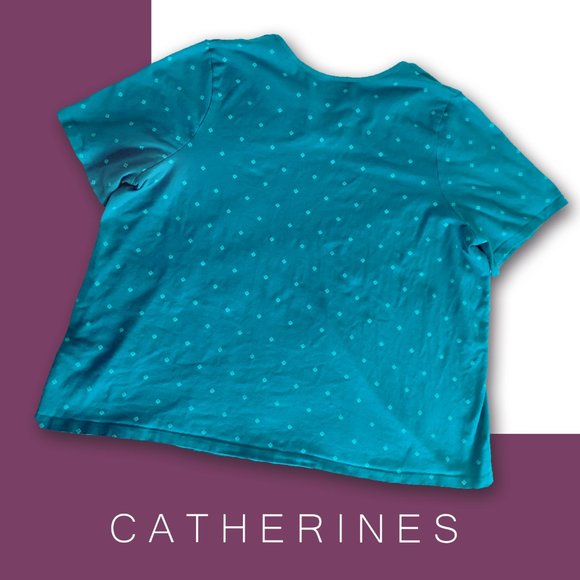 CATHERINE Suprema Collection 4X Teal, Teal cotton T shirt, very soft texture top - Picture 2 of 3